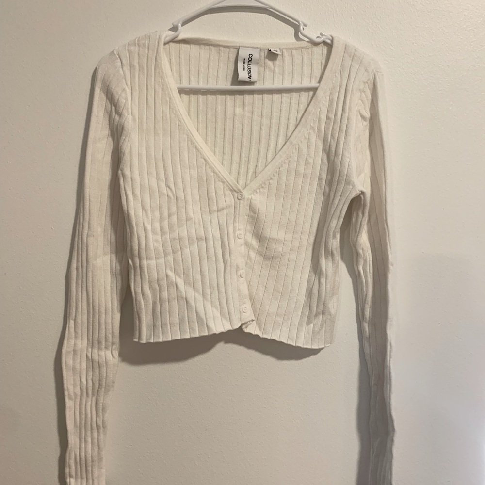 Collusion cropped cardigan in white (Brand new, never worn)